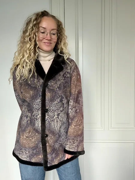 Paisley Print Faux Shearling Coat, photo 12