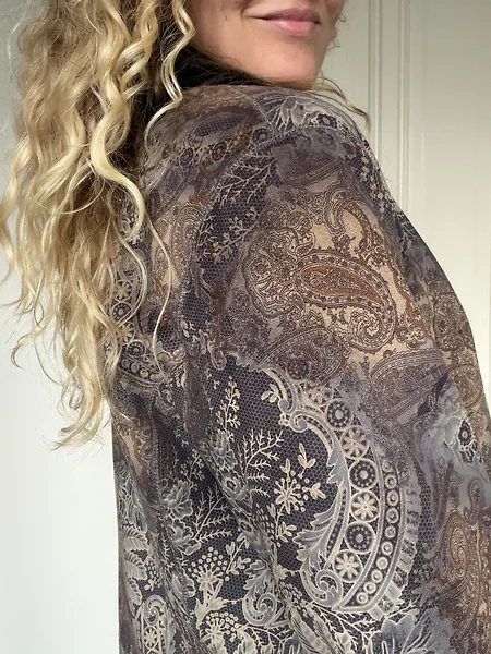 Paisley Print Faux Shearling Coat, full look