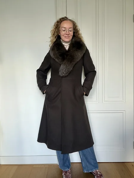 Brown Wool Coat with Faux Fur Collar, photo 11