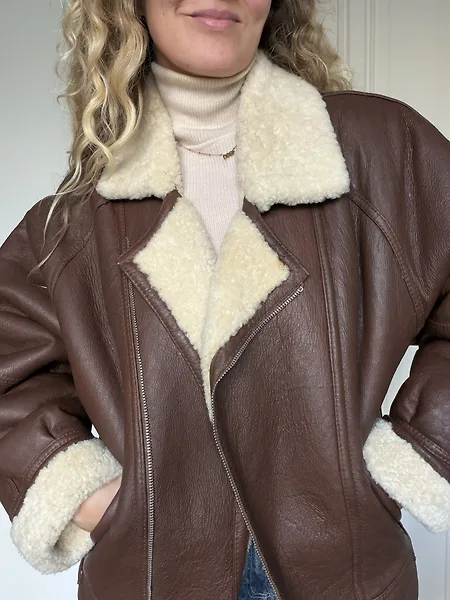 Brown Shearling 80's Bomber, photo 17