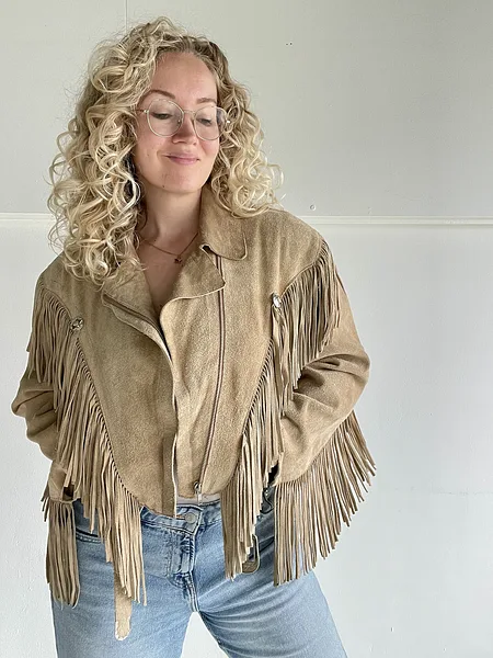 Tan Suede Western Fringe Jacket
