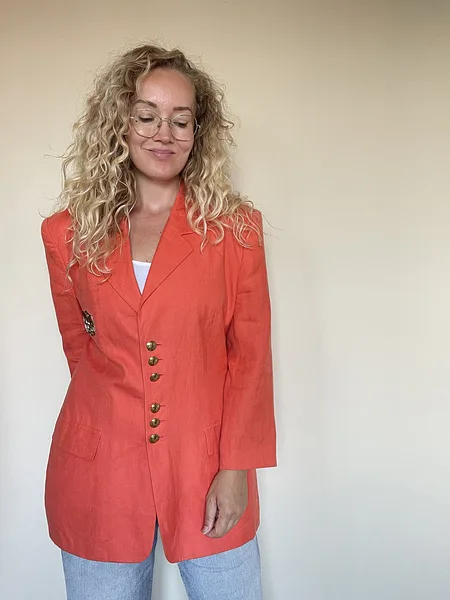 Orange Linen Blazer, full look