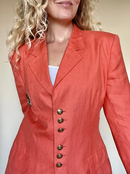 Orange Linen Blazer