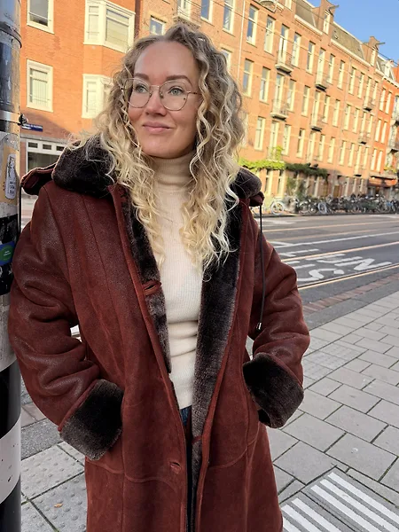 Dark Red Shearling Coat, photo 2