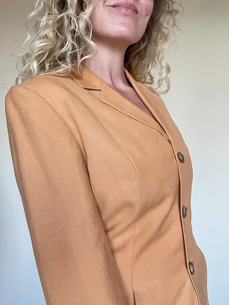 Soft Orange Linen-Blend Blazer