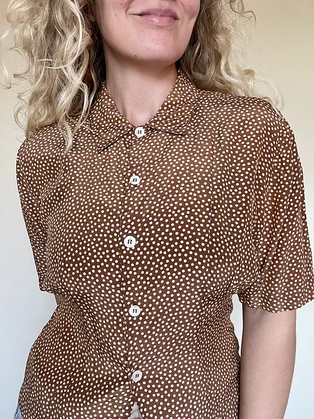 Brown Polka Dot Blouse, full look