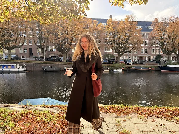 Brown Wool Coat with Faux Fur Collar