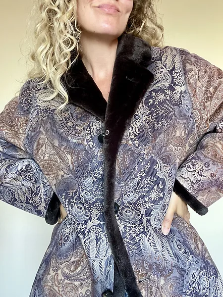 Paisley Print Faux Shearling Coat, photo 7