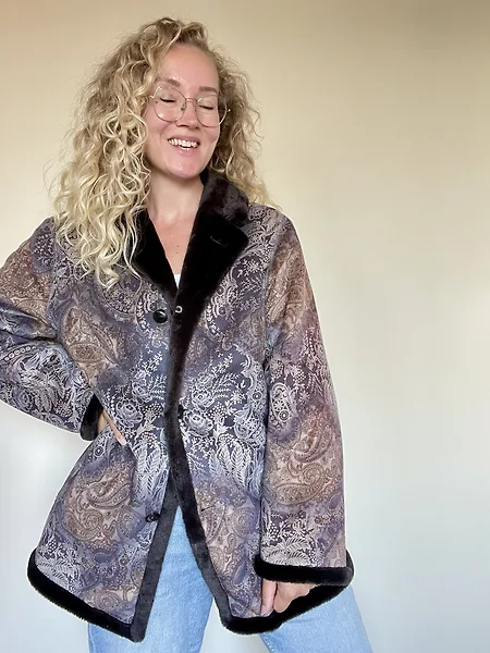 Paisley Print Faux Shearling Coat, photo 6