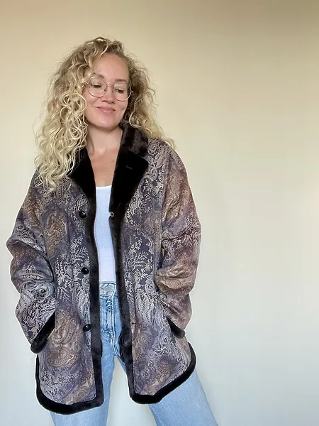 Paisley Print Faux Shearling Coat, photo 9