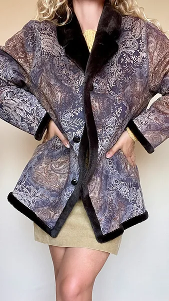 Paisley Print Faux Shearling Coat, photo 3