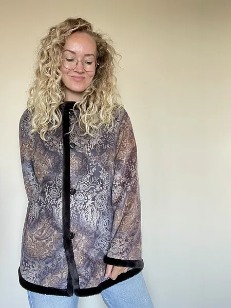 Paisley Print Faux Shearling Coat, photo 8