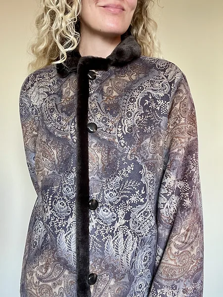 Paisley Print Faux Shearling Coat, photo 4
