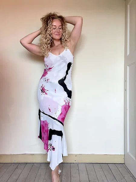 90s Abstract Print Slip Dress, photo 6