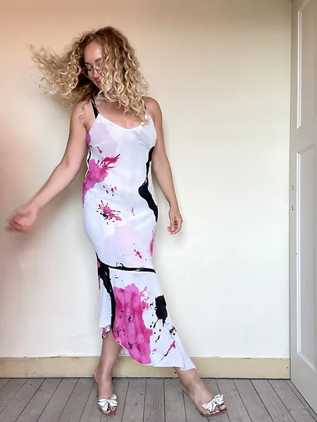 90s Abstract Print Slip Dress, photo 7