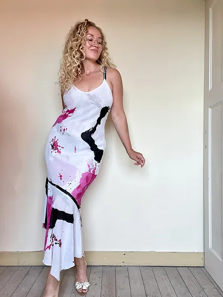 90s Abstract Print Slip Dress