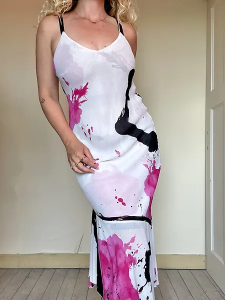 90s Abstract Print Slip Dress, photo 4