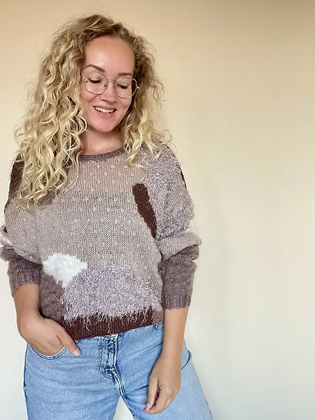 Brown Colorblock Textured Knit, photo 5