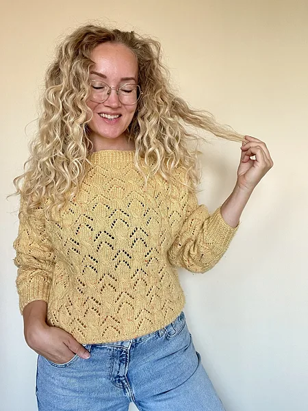 Yellow Cable Knit Sweater, full look