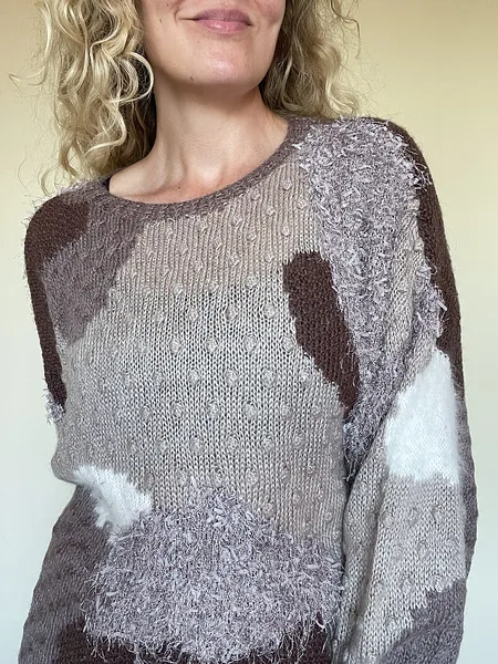 Brown Colorblock Textured Knit, full look