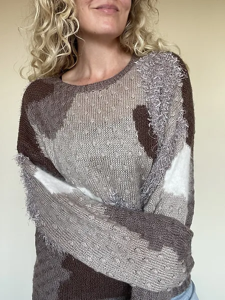 Brown Colorblock Textured Knit, photo 3