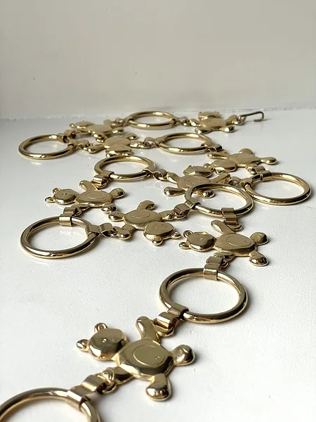 Gold Teddy Bear Chain Belt, full look