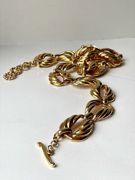 Gold Leaf Chain Belt, full look