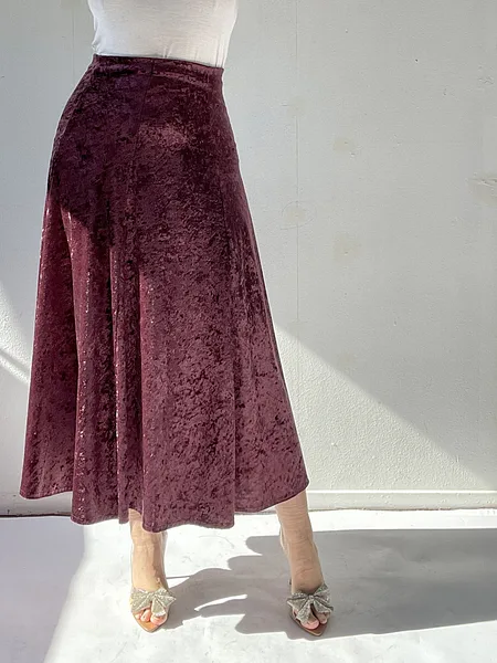 Plum Velvet Midi Skirt, photo 4