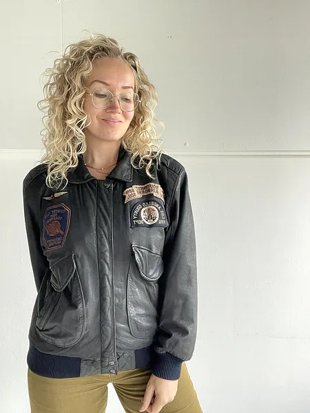 Patched Leather Flight Jacket, photo 3
