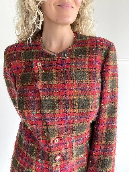 Red Tartan Wool Blazer