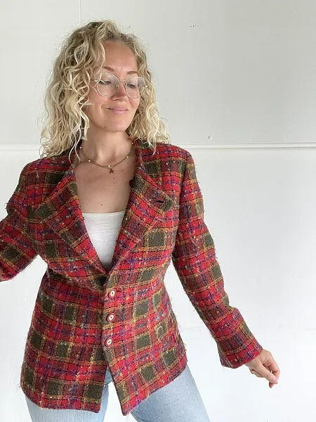Red Tartan Wool Blazer, photo 6