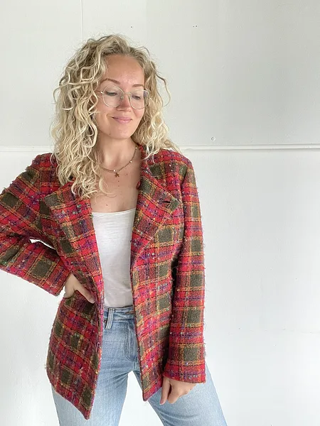 Red Tartan Wool Blazer, photo 8