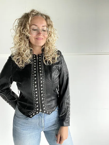 Buttery Soft Leather 90s Studs Jacket, full look