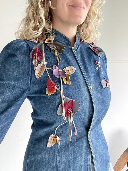 3D Floral Denim 70s Jacket