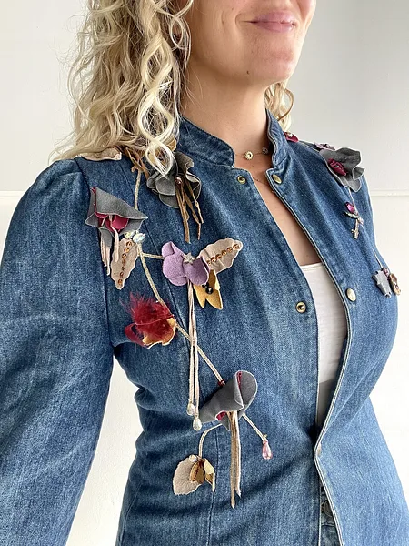 3D Floral Denim 70s Jacket, photo 6