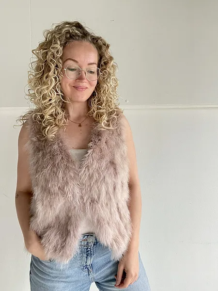 Dreamy Lilac Feather Waistcoat, full look